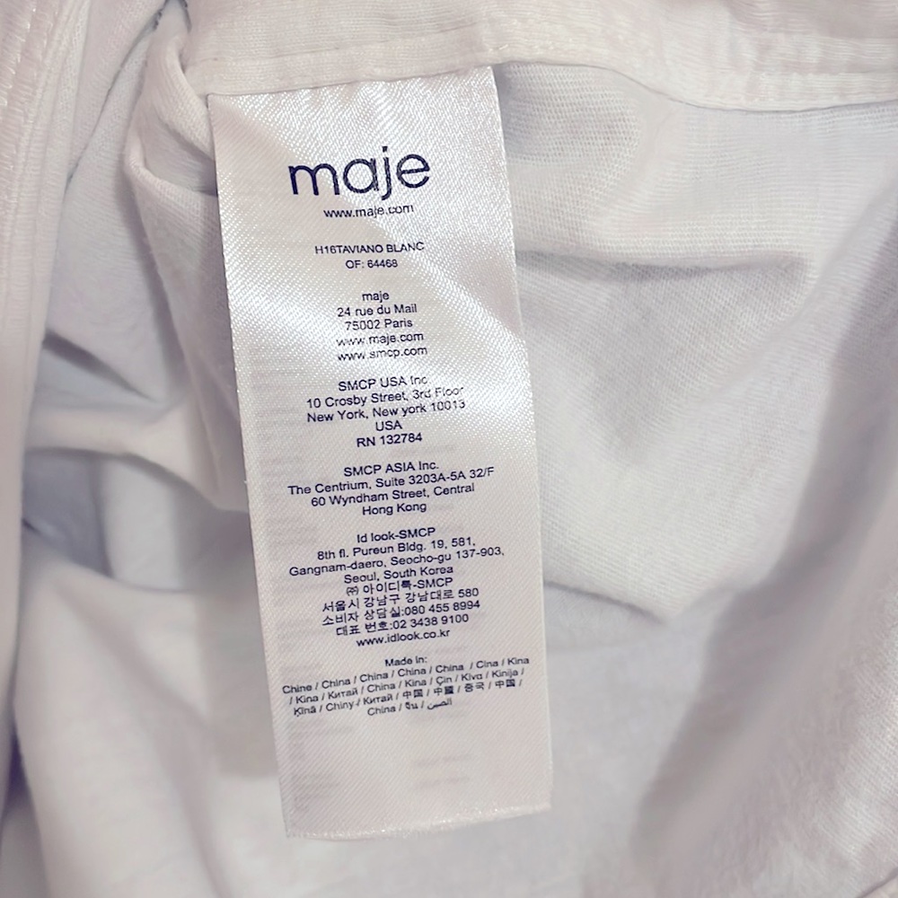 Maje White Short Sleeve Tee with Side Button Detail - Picture 6 of 8